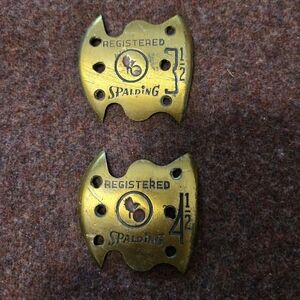 Vintage Brass Spalding Wooden Golf Club Plates 4.5 And 3.5